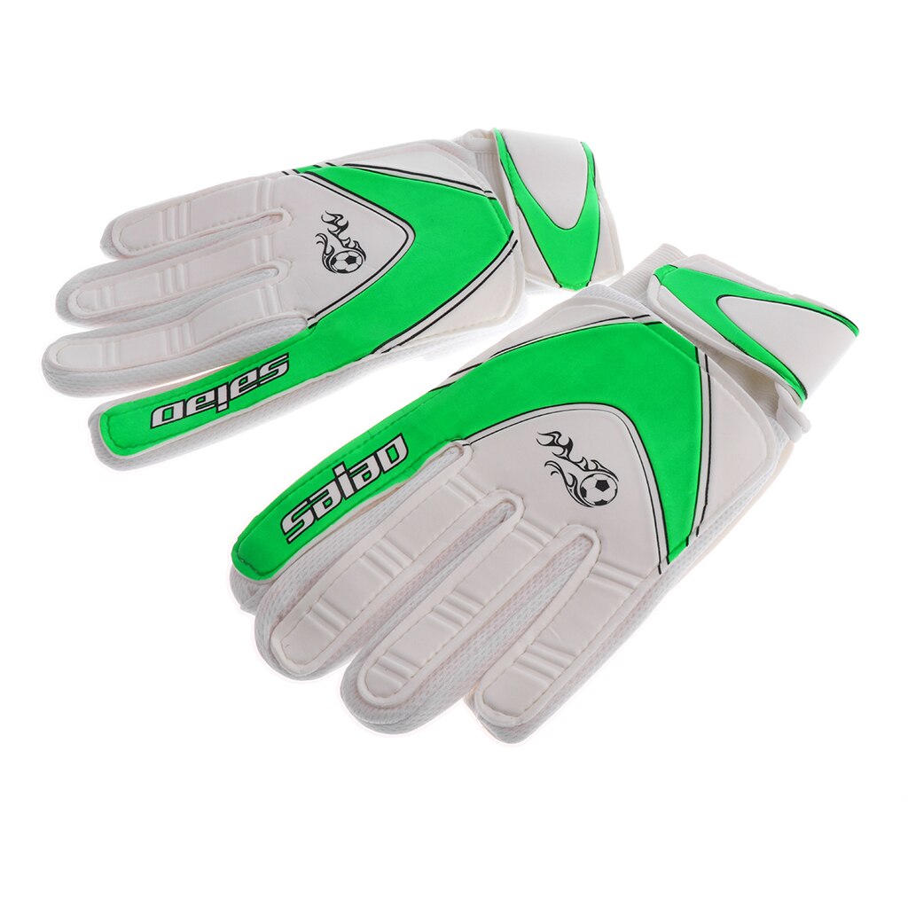 Kids Youth Soccer Goalie Goalkeeper Gloves Pro Football Finger Saver Size 7#: Green