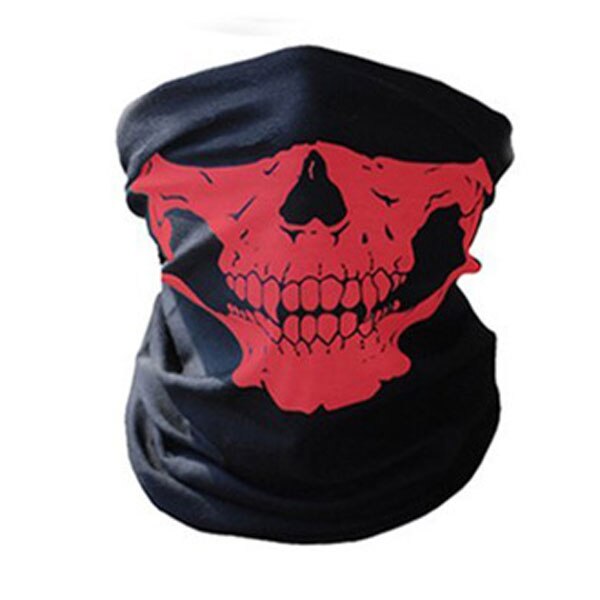 Magic Scarf Bandanas 24x48cm Multifunctional Riding Sunscreen Sport Towels Skeleton Skull Half Face Mask: Red