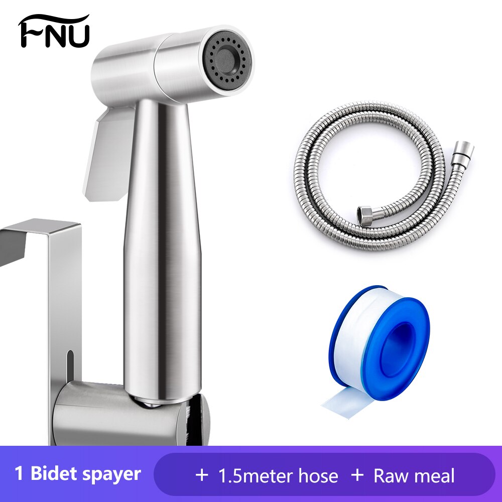 Roestvrij Staal Wassen Toiletbril Hand Held Douchekop Bidet Wc Spray Wc Shattaf Badkamer Accessoires Bidet Toilet Seat: 3 Pcs Set
