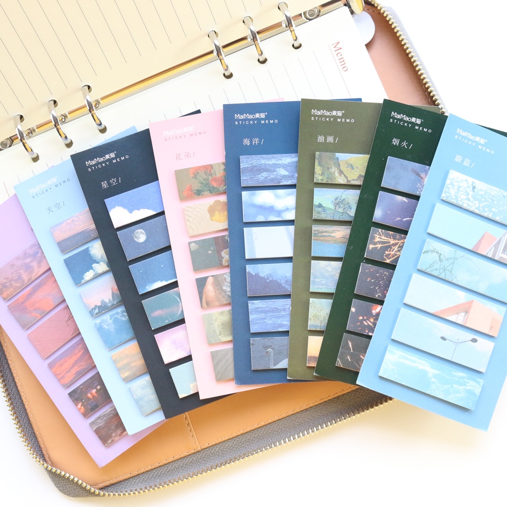 Domikee landscape school student sticky notes pad ins self-adhesive index label mug memo pad stationery