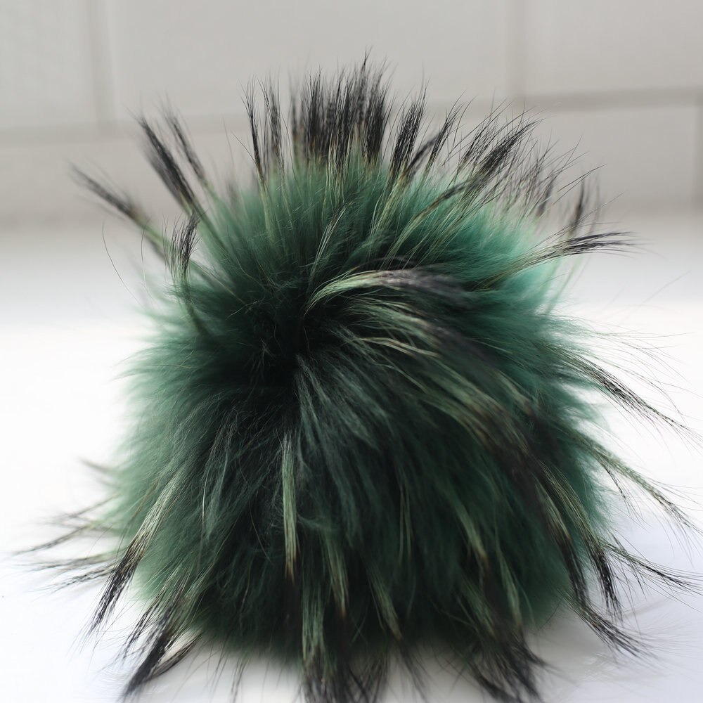 DANKEYISI 5 uds DIY pompones Piel de mapache 13-14cm piel Pom gorro de punto gorros bufandas de llavero de piel Real pompones Bola de piel: 6