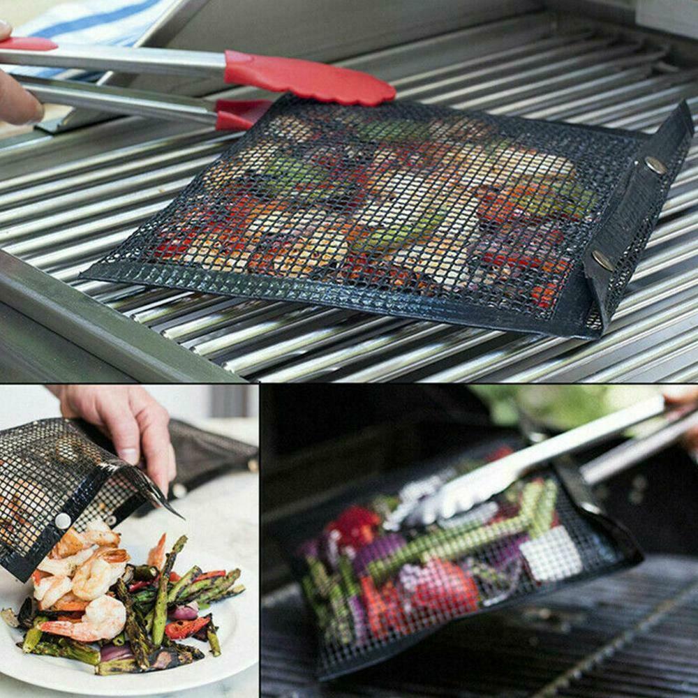 Bolsa de malla antiadherente para parrilla, herramienta de Picnic al aire libre, reutilizable, fácil de limpiar, para barbacoa, pescado, hamburguesa, horneado de oro, barbacoa portátil Gril