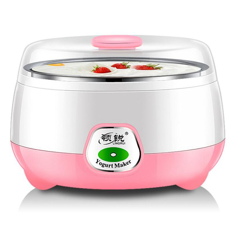 220V Yogurt Maker Mini Automatic Yogurt Machine Multifunctional Household DIY Yogurt Rice Wine Natto Tools Stainless Steel Tank: Pink