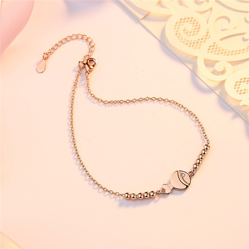 KOFSAC 925 Sterling Silver Anklets For Women Cute Small Fish Anklet Foot Chain Jewelry Girlfriends Birthday: rose gold