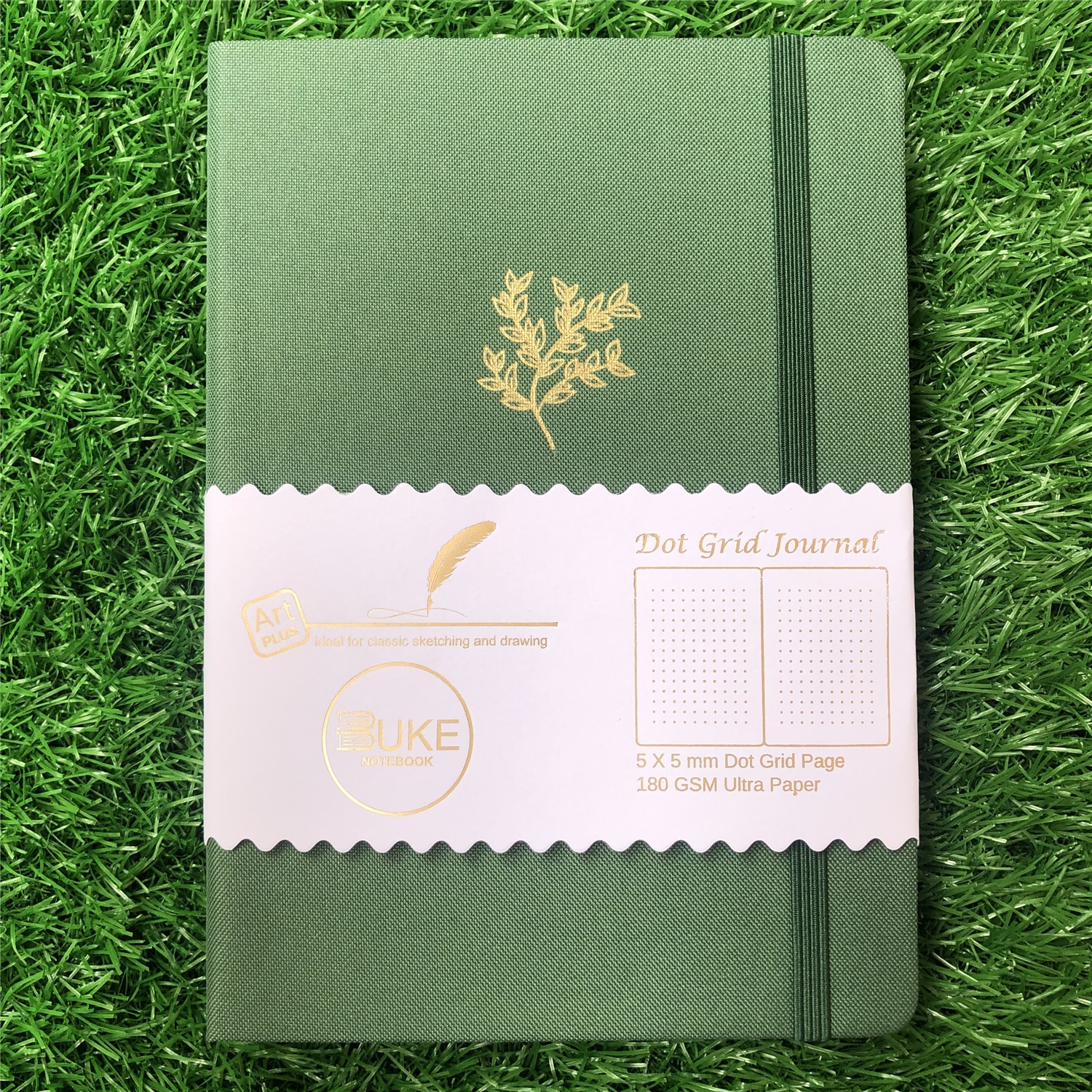 Buke 180GSM Bamboe Papier Gestippelde Notebook Dot Grid Journal Voor Ins-Groen Cover/Waterdichte Stof Cover/Planten