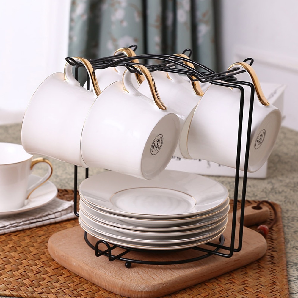 Tea Cups Display Stand Anti-rust Cups Holder Stainless Steel Drying Rack for Cups Dishes