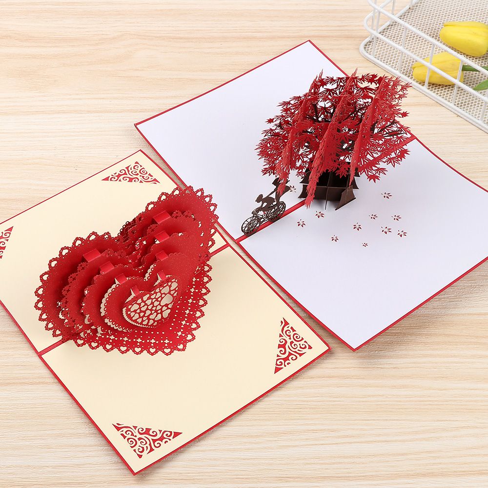 1Pcs 3D Pop Up Liefde Wenskaarten Met Envelop Voor Valentijnsdag Anniversary Wedding Uitnodiging Dank U Kaarten mode