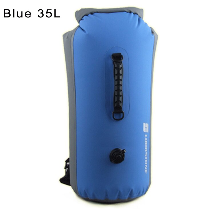 60L/35L/25L Waterproof River Trekking Bags Inflatable Snorkeling Rafting Drifting Dry Bag Backpack Stuff Sack: Blue 35L