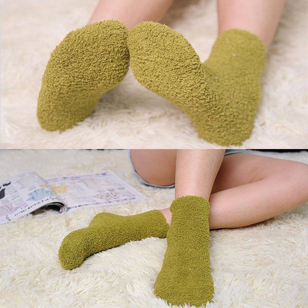 Home Women Girls Soft Bed Floor Socks Warm Winter Pure Color Fluffy Socks Floor Carpet Solid Color Женские Носки
