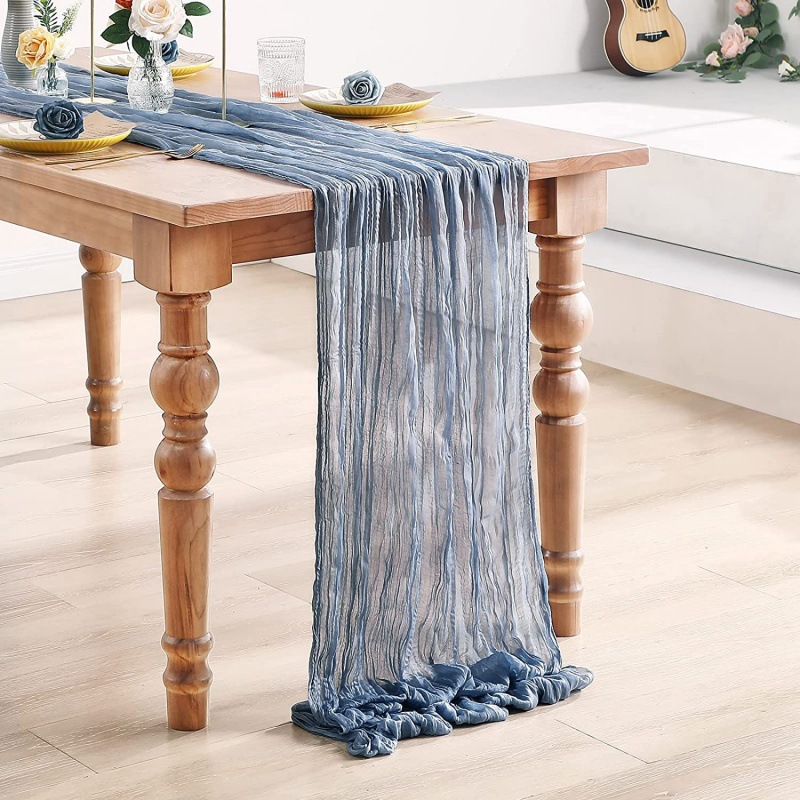 Beige tafelloper gaas kaasdoek rustiek pure Boho bruiloft decoratie tafelkleed baby shower kerst verjaardag partij decors