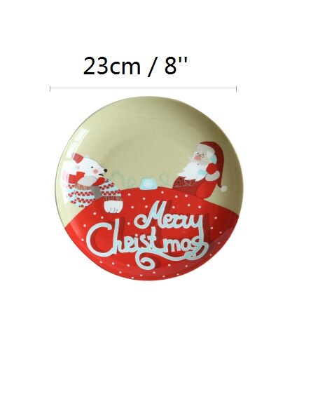 Christmas Dish Ceramic Plate Porcelain Tableware Dinner Set Salad Dish Tray Cake Pastry Fruit Serving Plates Restaurant 8'' 1pcs: DS0158 Plate