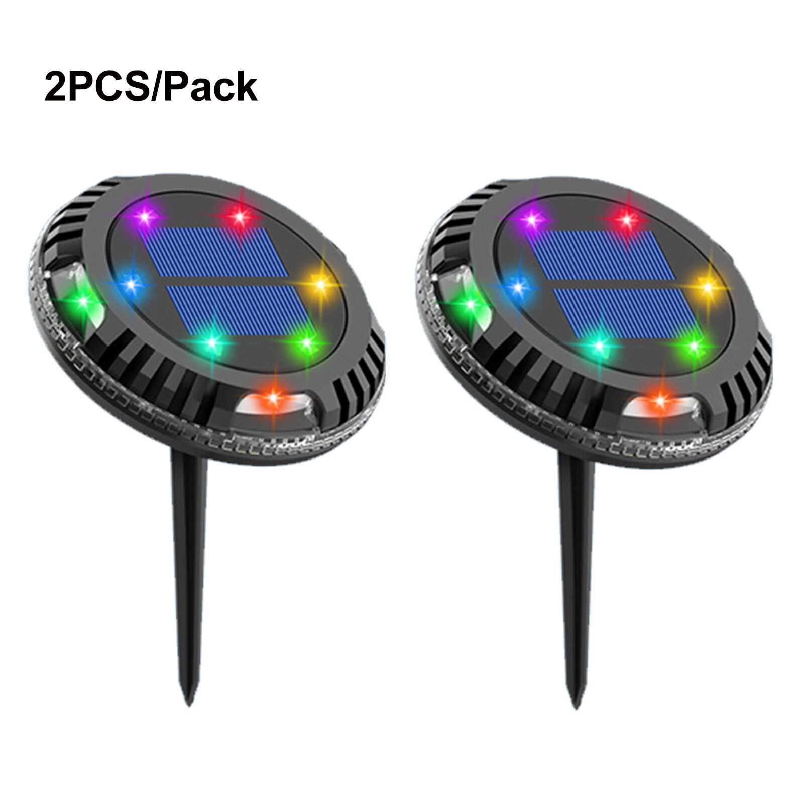 2pcs Outdoor Waterproof Ground Light Landscape 10 LEDs 180 Rotation Driveway Garden Decor Round Lawn Yard Solar Power Buried