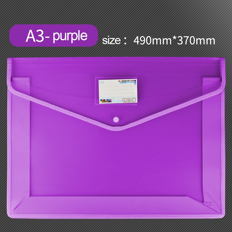 Extra Large A3 Document Bag Snap Button Bag 8k Drawing Paper Simple Data File Painting Work Storage Bag Large Information Bag: purple