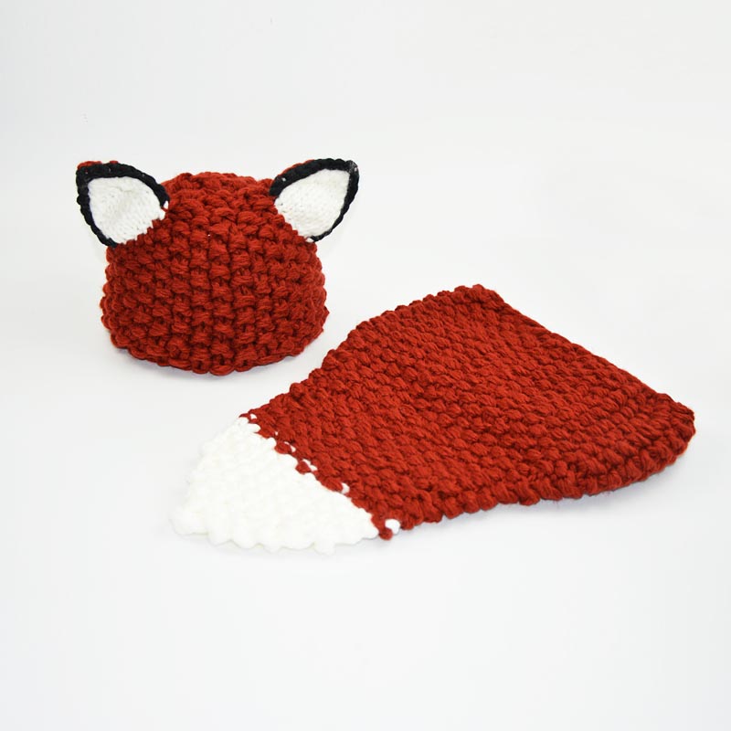 Invierno niños sombrero de ganchillo bufanda Set hecho a mano niño ardilla de dibujos animados sombrero de punto