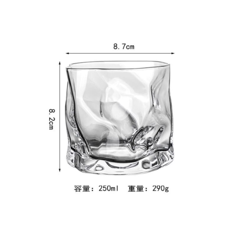 Japanese Edo Crumple Paper Irregular Shape Crystal Faceted Der Whiskybecher Whiskey Whisky Rock Glass Artwork Wine Cup: Transparent