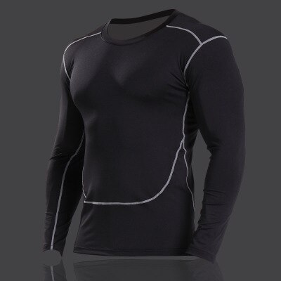 Quick Dry Compression Long Sleeves T Shirts Men Fitness Cycling Clothing Skinny Tights Bodybuilding Running Gym Tops Elasticity: black / Asian size XXXL