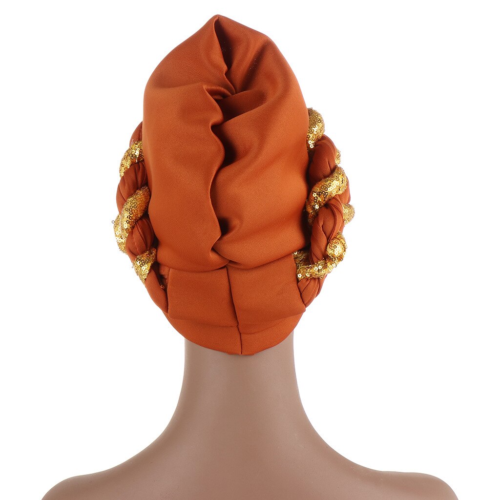 Couvre-chef africain en paillettes pour femmes, Turban, Bonnet musulman, prêt à porter, Hijab, chapeau de mariage