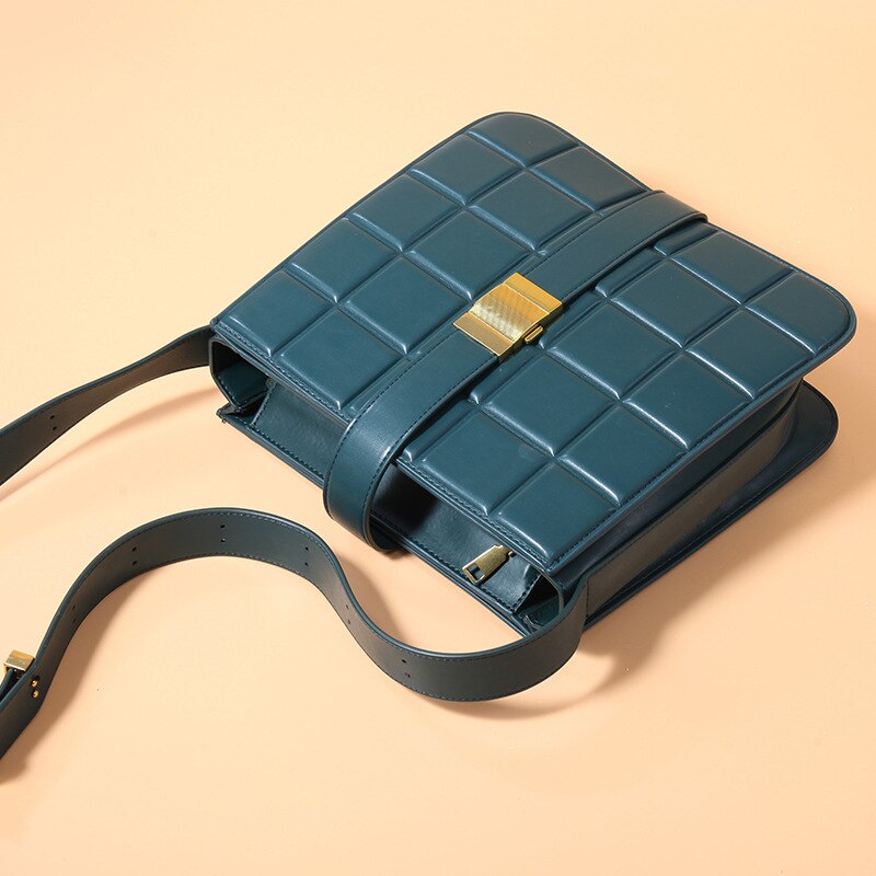 Zak Koreaanse Stijl Modieuze Zachte Schapenvacht Vierkante Rhombic Tas Grote Capaciteit Enkele Schoudertas: Dark Blue Large Size