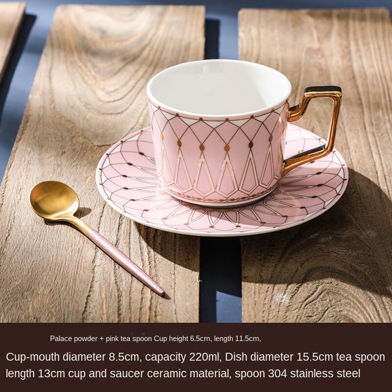 Roligt brinnande mönster lyxig porslin kopp och fat keramik enkla teserviser moderna kaffekoppar tazas para café köksutrustning: Stil 4