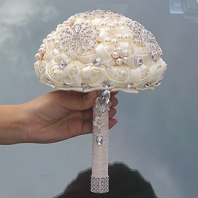 14 Colors 1Piece Ivory Flower Bouquet Stunning Pearls Beaded Crystal Bouquet De Mariage Wedding Flowers Bridal Bouquets
