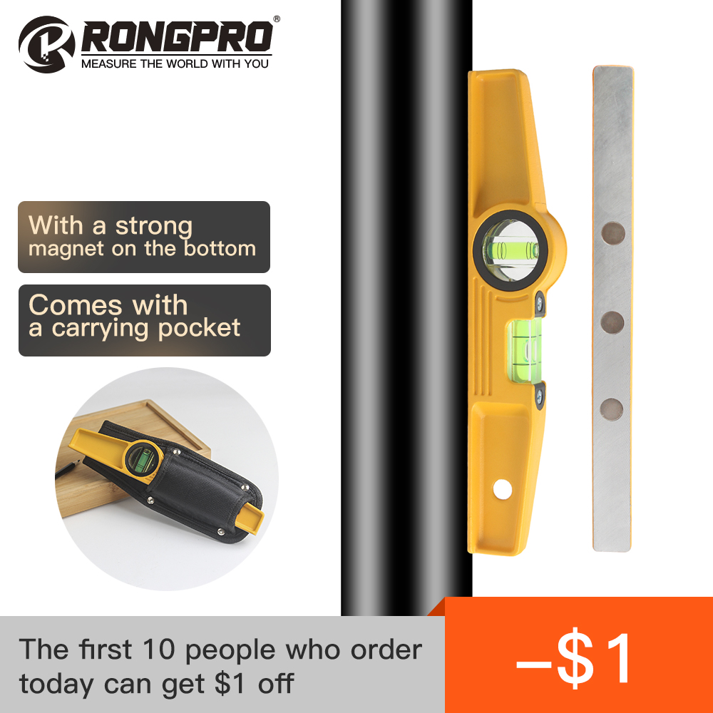 Rongpro Portable Magnetic Spirit Level High Precision Aluminum Construction Leveling Tool Measurement Bubble 250mm Gauge Anti-ru