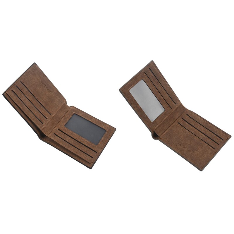 Deabolar merk 2 stuks portemonnee portemonnees slanke heren retro portemonnees heren dunne portemonnees, zwart & grijs