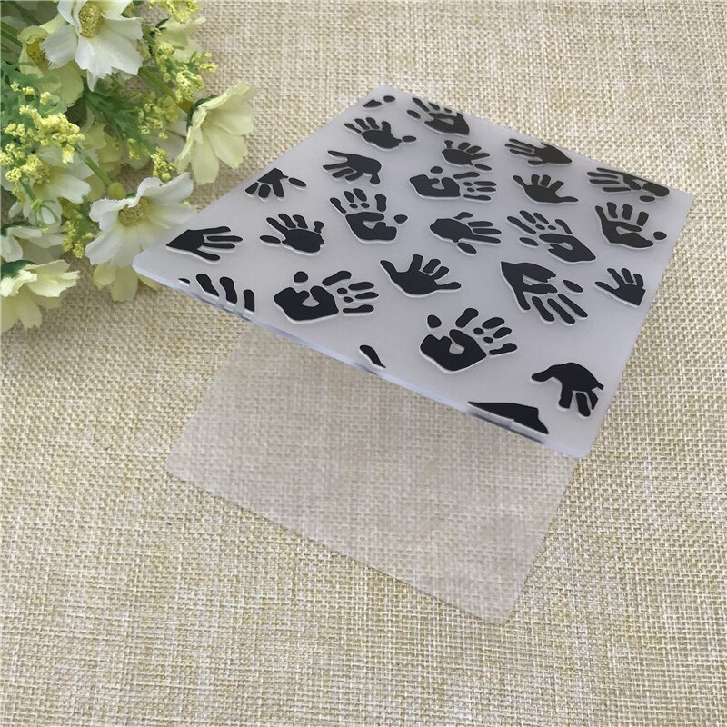 Handprint Plastic Embossing Folder For Scrapbook DIY Album Card Tool Plastic Template
