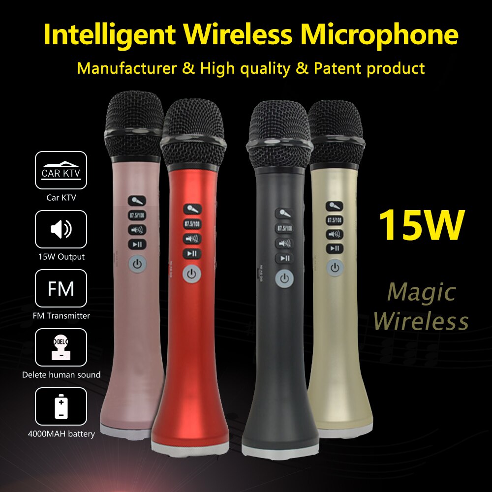 XIAOKOA L-698 Wireless Karaoke Microphone Bluetooth Speaker 2-in-1 Handheld Sing &amp; Recording Portable KTV Player for iOS/Android