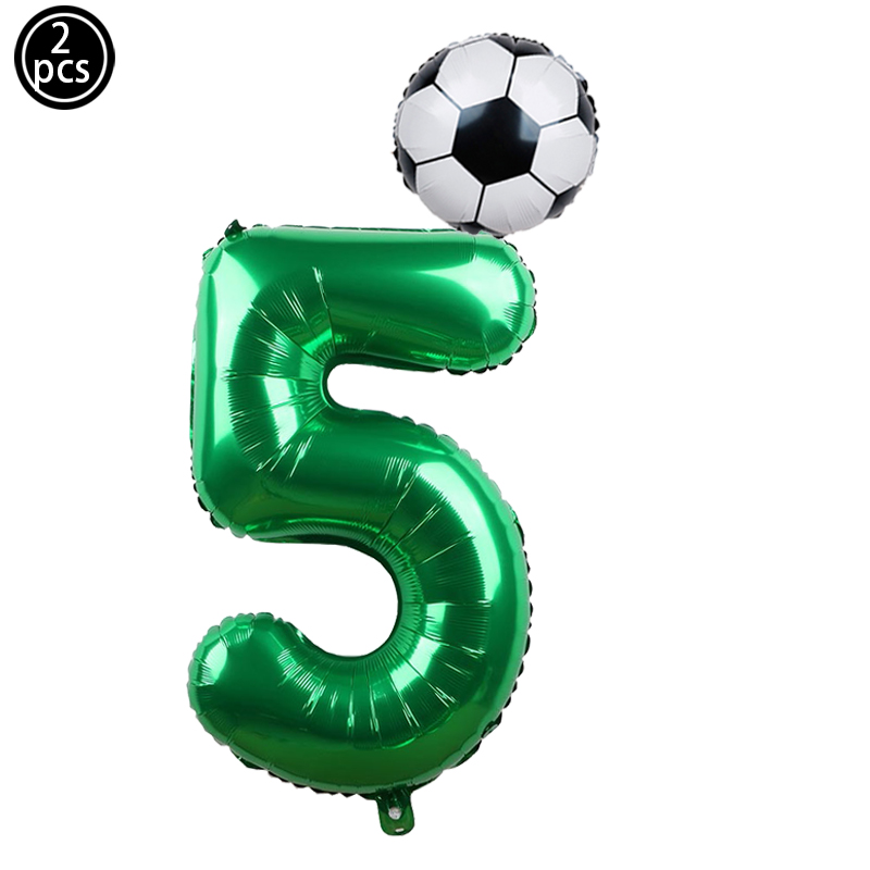 2pcs/lot 32inch Green Number Foil Ballons 18inch Soccer Helium Ballons Football Soccer Birthday Parti Sports Themed Party Decors: light green