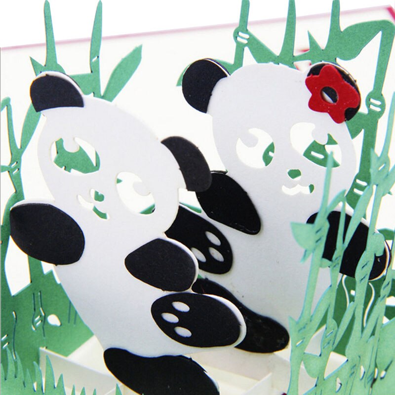 Panda Symbol Peace 3D Pop Up Card Friendship Childrens Day Happy Birthday Easter