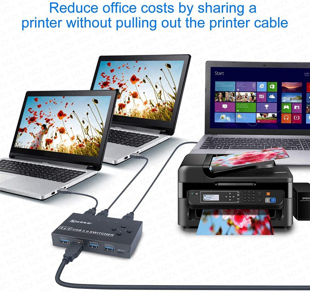 MZX Przełącznik KVM przełącznik USB 3.0 3 0 Box Stacja dokująca do stacji dokującej do konsoli 4 udostępnia klawiaturę drukarka myszy