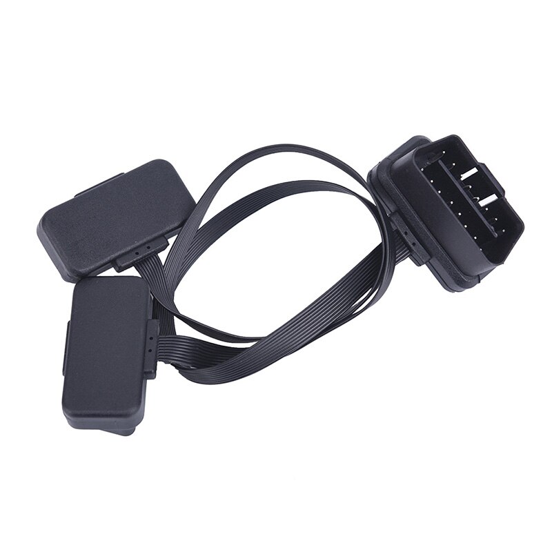 1pcs 16Pin OBD2 Male To Double Female Splitter Flat Thin Y Connector Extension Cable Suit for OBD II port