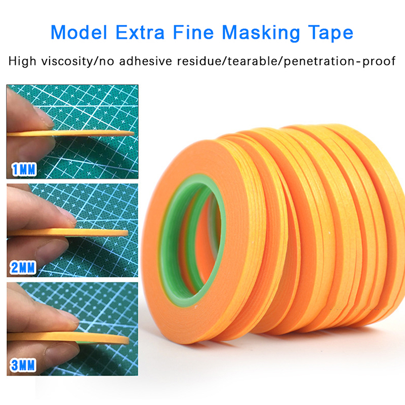 Bred 1mm/2mm/3mm- modell sprøytingsbelegg farge ultrafin diy spesiell maskeringstape 18m -modell dekktape