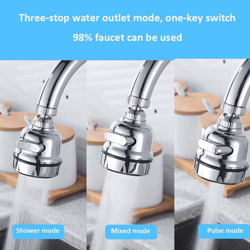 3 Modes Kitchen Basin Faucet Aerator Moveable 360 Degree Adjustable Tap Head Shower Diffuser Rotatable Nozzle Booster Faucet