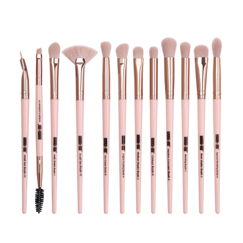 12 Stks/partij Make-Up Kwasten Set Professionele Make-Up Kwasten Set Oogschaduw Blending Eyeliner Wimper Wenkbrauw Borstel Voor Make-Up Tool: Pink gold