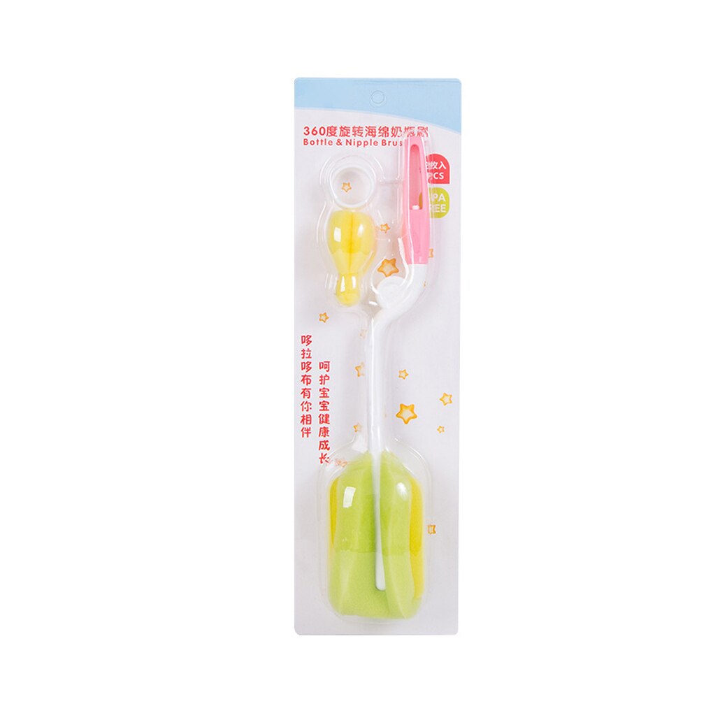 Baby Bottle Brush Nipple Brush Milk Feeding Bottle Brushes Teat cleaning Brush Bottle Sponge rotating washing Nipple Clip Glass: 1