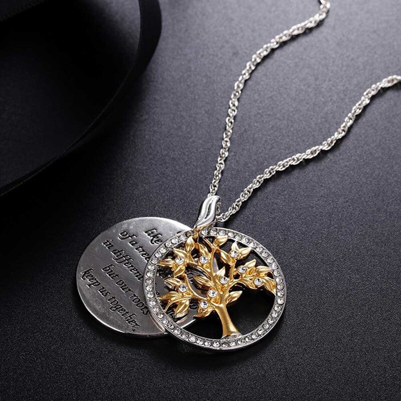 Family Tree Pendant Necklace with Birthstones Long Birthstone Necklaces