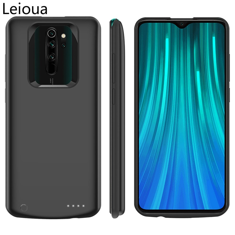 Leioua 6500mAh Silicone Shockproof battery charger case For Xiaomi note 8 8Pro battery External Cover Backup power bank case