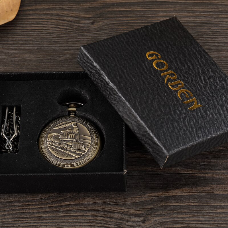 Retro Bronzen Versnelling Mechanische Pocket Horloges Mannen Ster Romeinse Cijfers Unieke Hollow Skeleton Steampunk Hand Fob Horloge Ketting