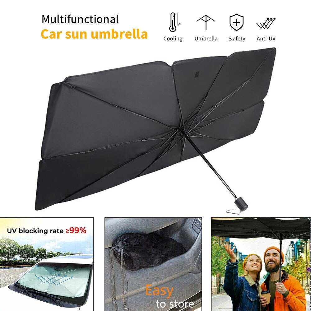 Holdbar bil paraply bil parasol udendørs foldbar automatisk solskærm til beskyttelsesblok skjold til sølv