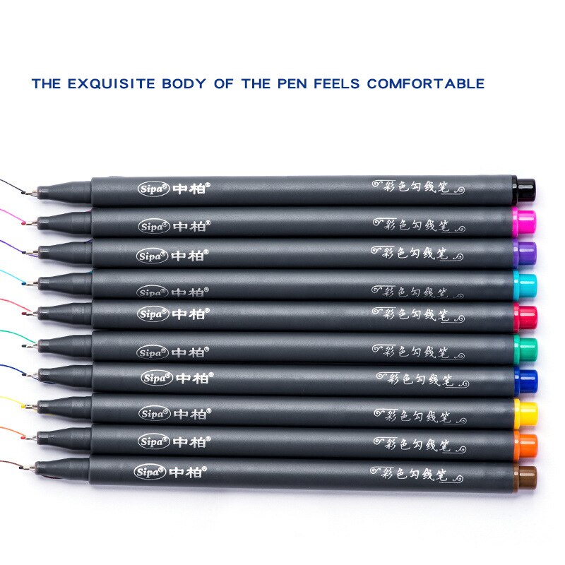 10 Pcs/Set Sipa Micron Color Pen Fine Line Drawing Pens 0.38mm Manga Cartoon Coloration Stationery School Art Supplies