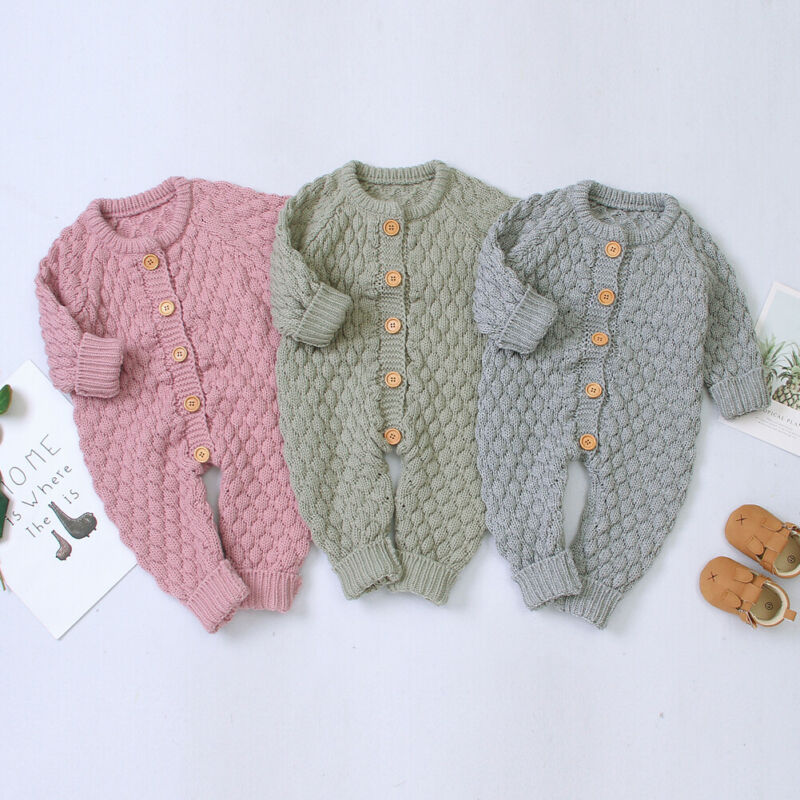 Barboteuse d'automne pour bébé fille garçon | Vêtements en tricot vendus à manches longues, combinaison-pull, 0-18M