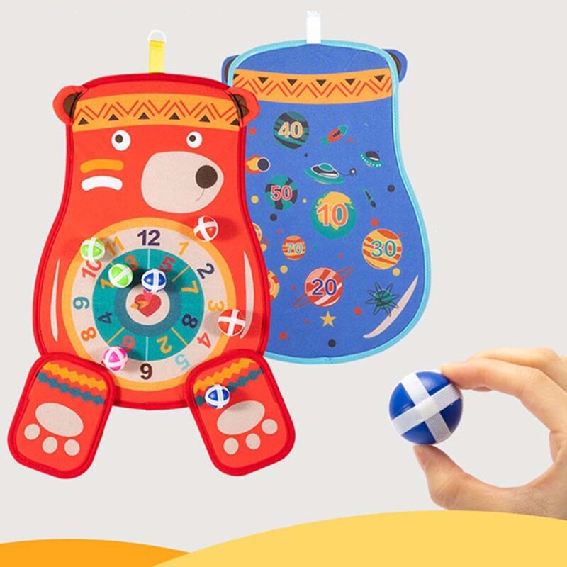 Cartone animato a doppia faccia DartBoard lanciare palline appiccicose Sport al coperto giocattolo famiglia gioco interattivo dardo regalo di natale per bambini