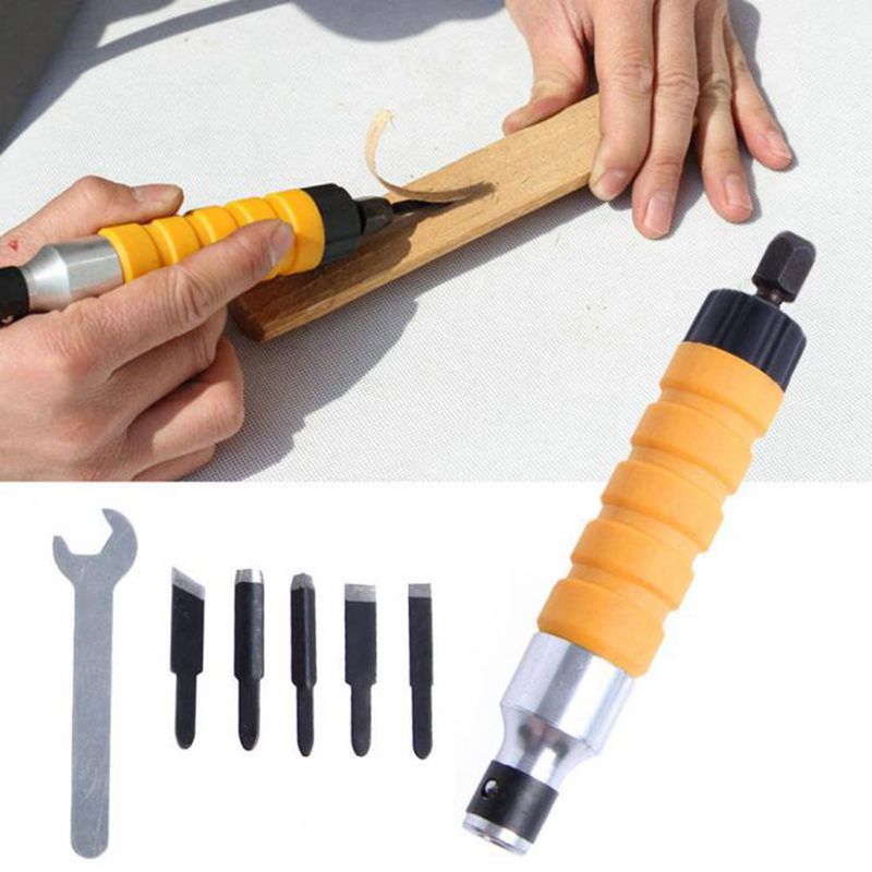 Hand Tools Wood Chisel Carving Tool Set Furniture Wood Carving Tool Electric Chisel+5 Carving Tips Wrench Flexible Flex Shaft