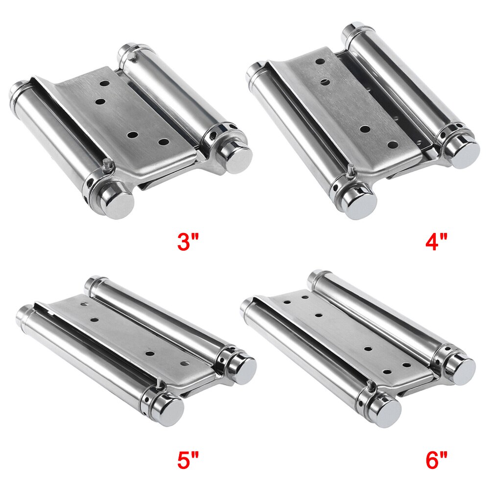 2 Pcs Stainless Steel Double Action Spring Door Hinge Durable for Cafe Bar Saloon JA55
