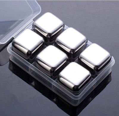 Isbitar i rostfritt stål, återanvändbara kylningsstenar för whiskyvin, håll din dryck kall längre, sgs testpass: 6 kapslar