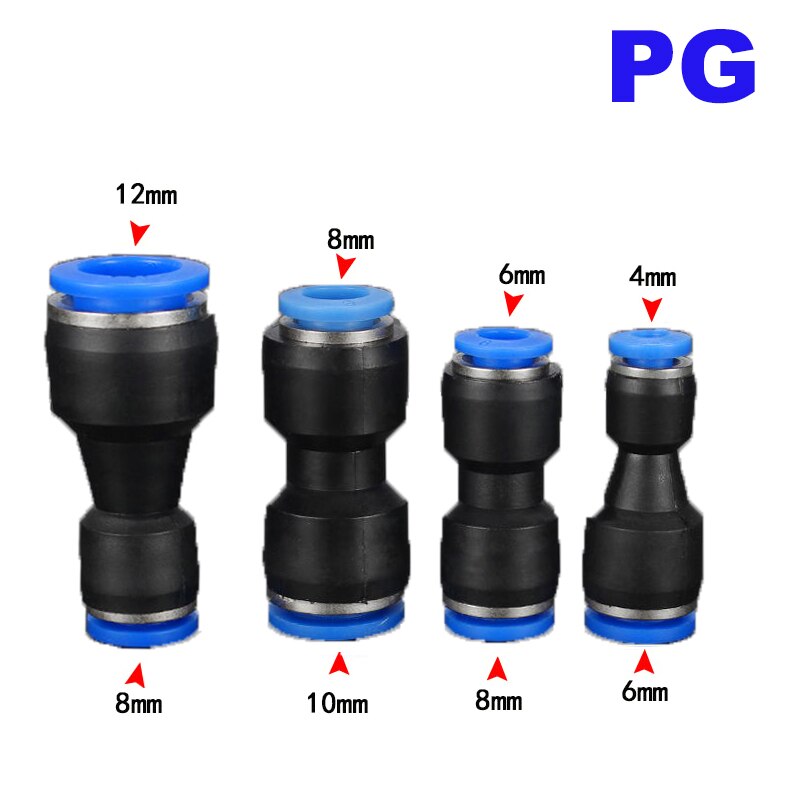 1Pcs Pneumatic Quick Coupling Gas Pipe Plastic Connector PG-4 6 8 10 12mm Reduced diameter pneumatic joint