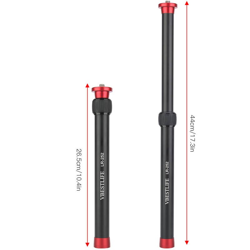 Trépied jambe VBESTLIFE LR-252 En Alliage D'aluminium DesktopTripod Tige D'extension 2 Sections Trépied En Métal Pieds Trépied De Bureau Tige D'extension