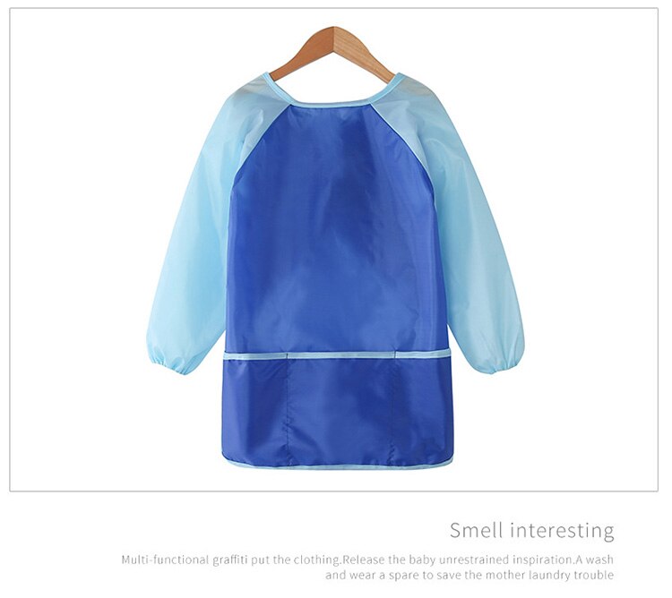 Leuke Baby Slabbetjes Waterdichte Lange Mouw Schort Kinderen Voeden Kiel Bib Burp Kleding Zachte Eten Peuter Kleding: blue