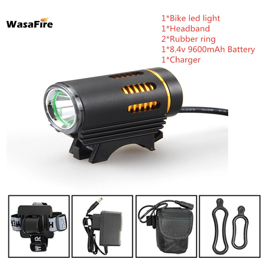 WasaFire XM-L2 LED Fahrrad Licht 3000lm Ultra Helle MTB Straße Fahrrad Vorderseite Lichter Mini Kopf Lampe 4 Modi Radfahren Scheinwerfer lampen: 9600mah und Stirnband